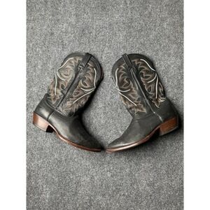 Mens Leather Nocona Cowboy Boots Black Brown Western USA, Size 9.5EE